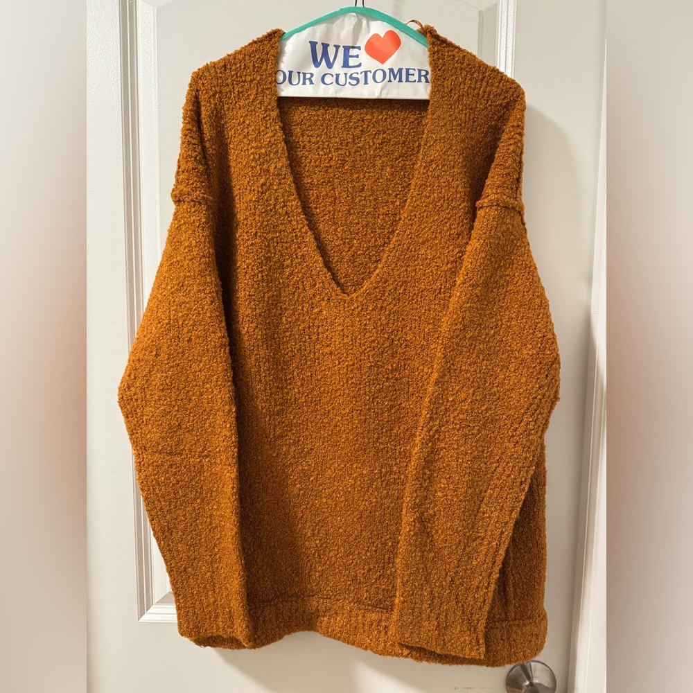 Cozy V-Neck Orange Sweater